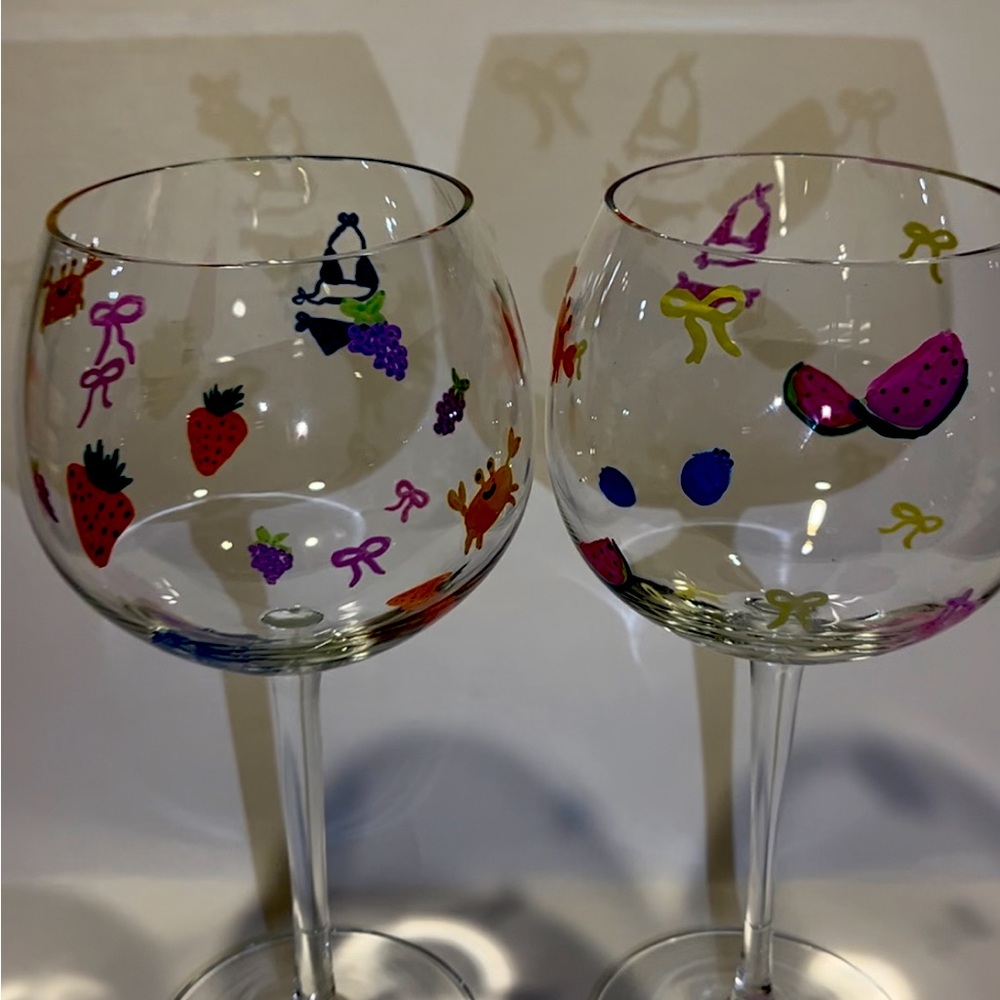 The perfect pair of hand painted wine glasses!
